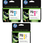 אריזה עסקית – 3 יחידות דיו צבע לפלוטר HP DesignJet T210, T230, T250, T630, T650